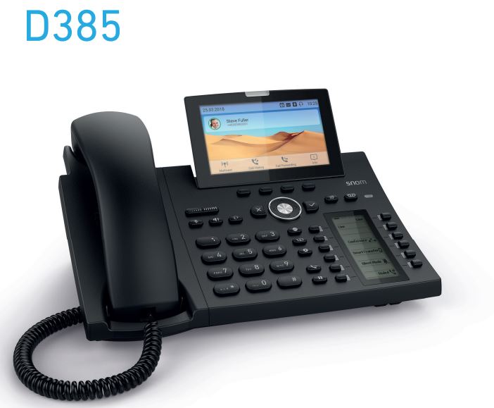 SNOM D385 12 Line IP Phone, SIP Desktop Phone Colour, SmartScreen, Sensor Hook Switch, Bluetooth, USB SNOM D385 12 Line IP Phone, SIP Desktop Phone Colour, SmartScreen, Sensor Hook Switch, Bluetooth, USB